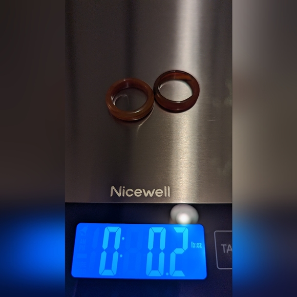 🤎 Set of 2 Banded Agate Warm Caramel Brown Semi-Precious Band Rings ~ 7 1/2 - Picture 14 of 16